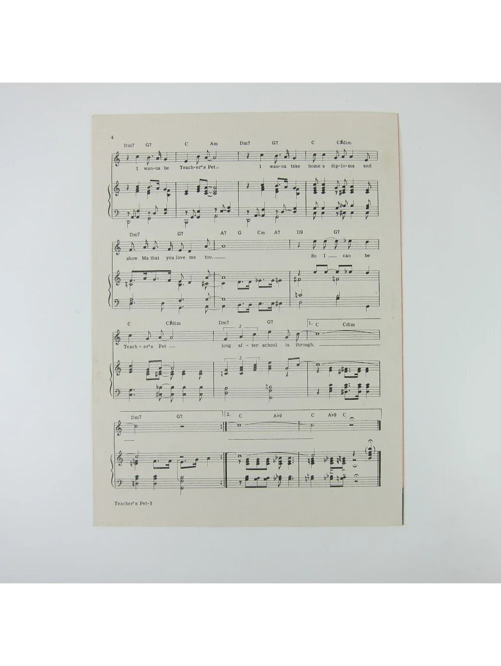 Sheet Music Teacher's Pet Clark Gable Doris Day Mamie Van Doren Vintage 1956